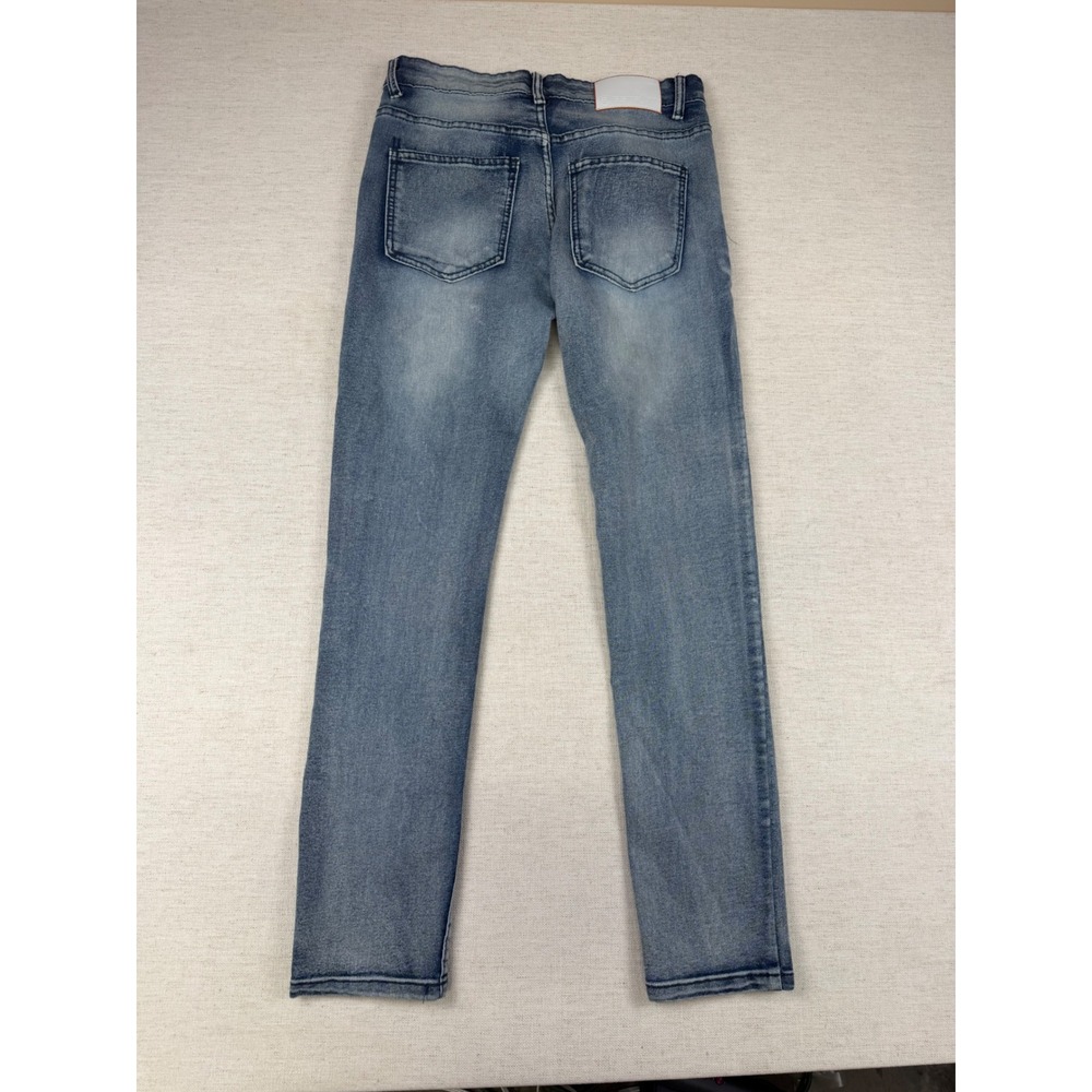 GSTR Raw Mens Blue Distressed Moto Biker Jeans Slim Fit Ribbed Stacked 30x30 - Picture 2 of 11